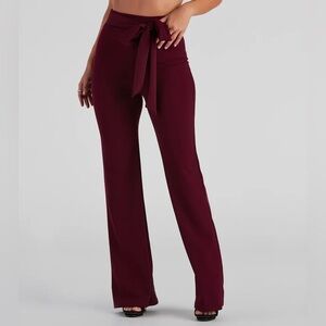 Windsor Tie-Waist Pants | Women’s Medium | Wide Leg Pants | Burgundy